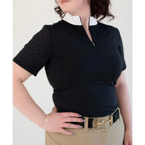 New Free Ride Equestrian Cassidy Show Shirt, Short Sleeve, Black Size‎ XS
